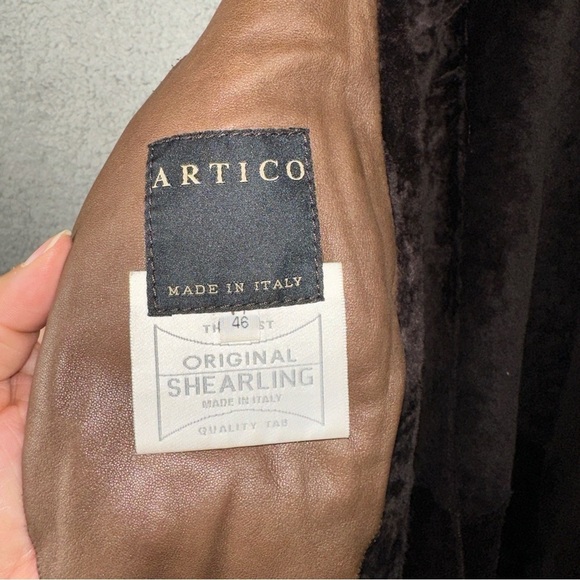 Artico Jacket Womens 8 Brown Original Shearling Leather Suede Long Trench Coat - Picture 2 of 13